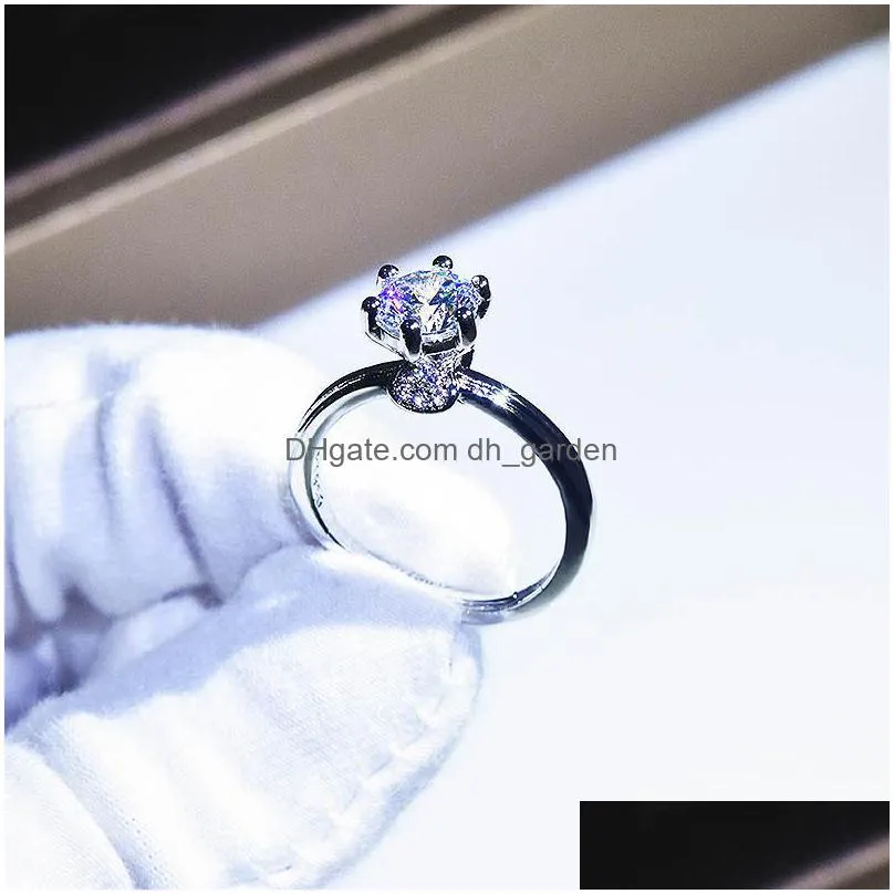 fashion womens wedding rings engagement high quality 1 carat diamond adjustable opening ring