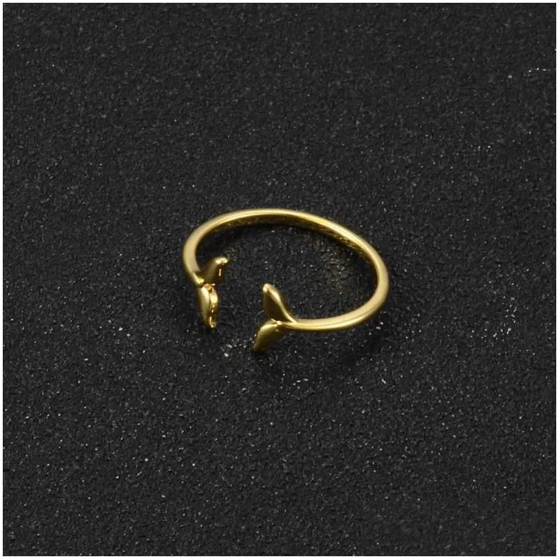 cluster rings whale tail symmetrical adjustable ring men and women couple opening