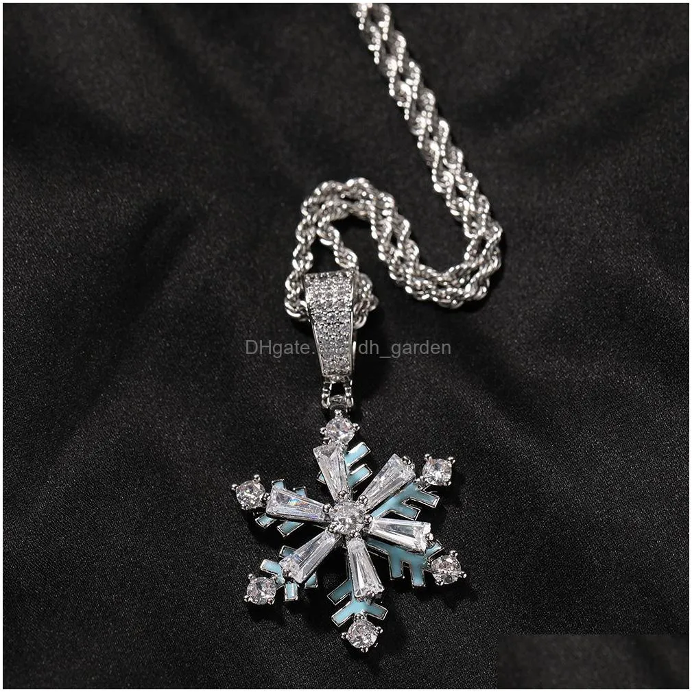 mens hip hop gold necklace rotating snowflake luminous dripping oil pendant necklace sweater chain necklace jewelry