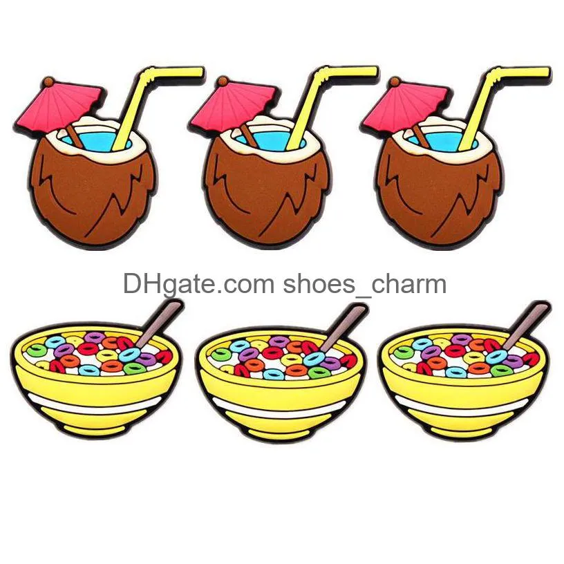 original 6pcs/set novel desserts shoe charms decoration cute ice cream pvc shoes accessories fit croc jibz party xmas kids gift