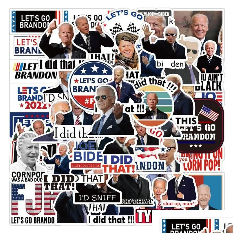 waterproof luggage sticker 50pcs/set i did that joe biden cartoon funny graffiti stickers for laptop diy case car skateboard helmet motorcycle home decal gifts