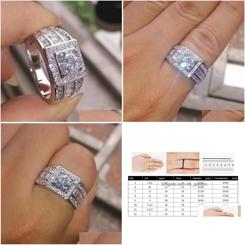 mens wedding rings fashion silver gemstone engagement ring for women simulated diamond ring jewelry