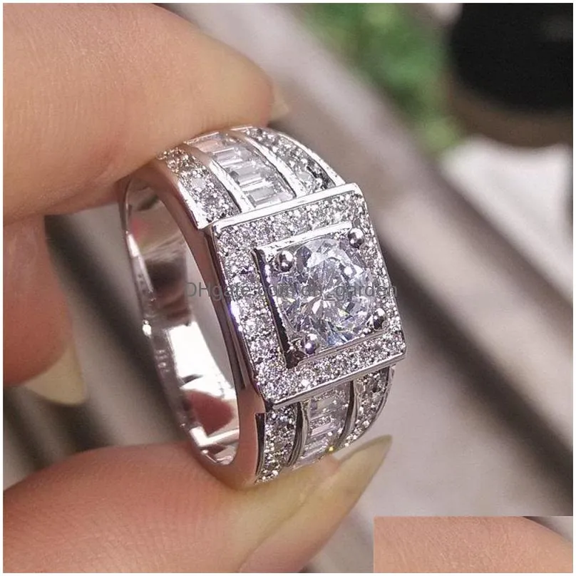 mens wedding rings fashion silver gemstone engagement ring for women simulated diamond ring jewelry