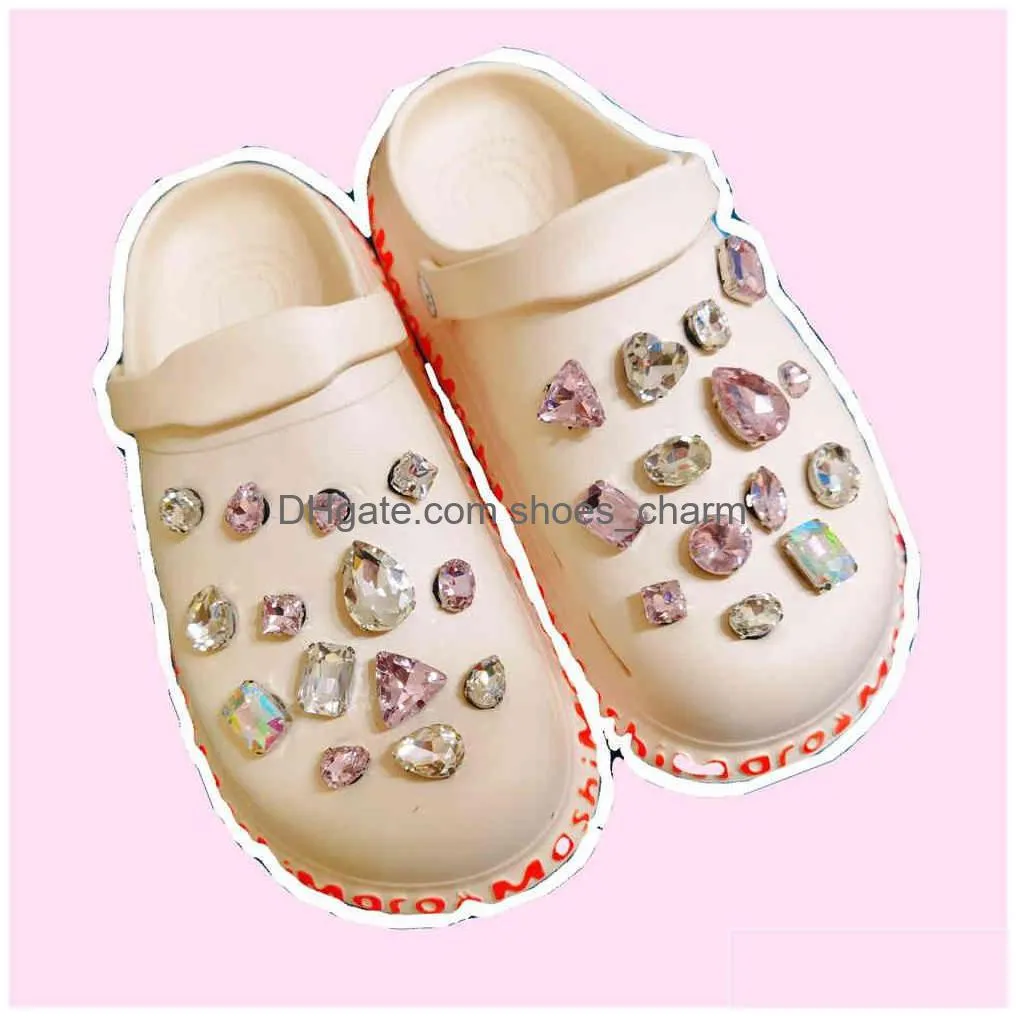 crystal diamond shoe buckle love suit croc charms gem detachable girl heart shoes flower