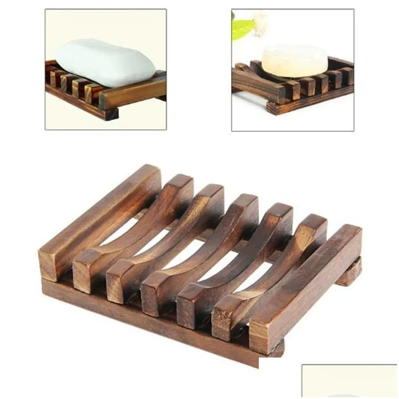 bamboo soap dishes wooden tray holder storage rack plate box container for bath shower bathroom