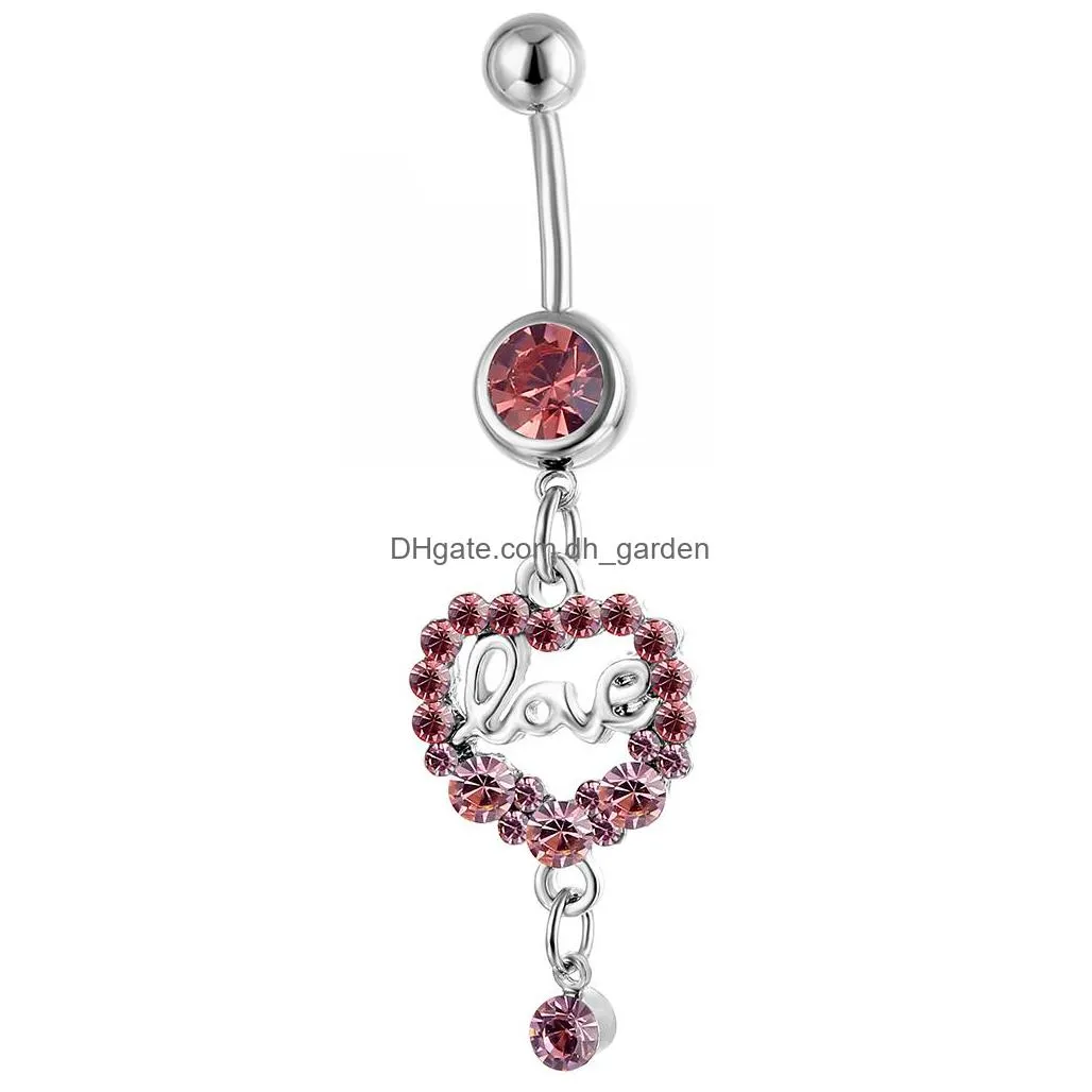 d0559 love heart belly navel button ring mix colors