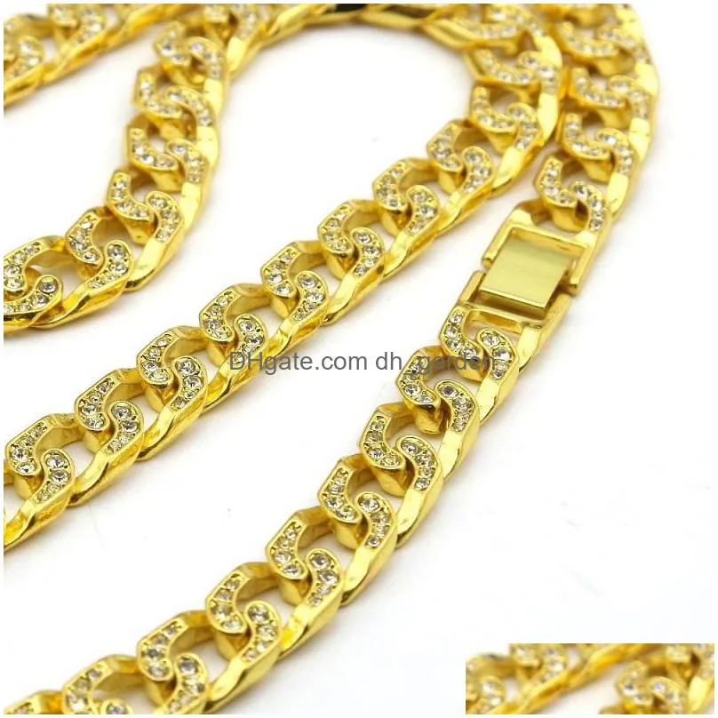 mens hip hop necklace ruby pendant necklaces fashion cuban link chain jewelry 3pcs/set