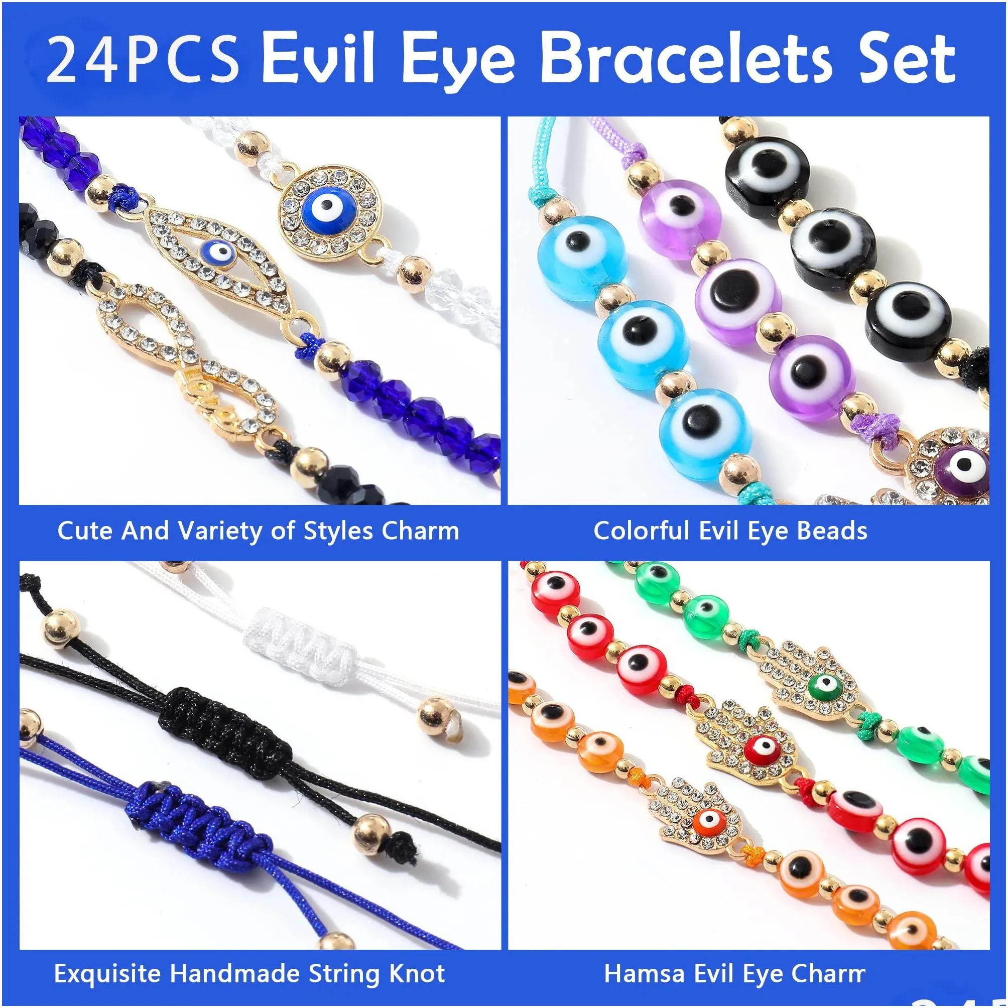 charm bracelets 36/ evil eye pack mexican braclets set ojo bracelet protection amet anklets jewelry gift for women girls boys drop d
