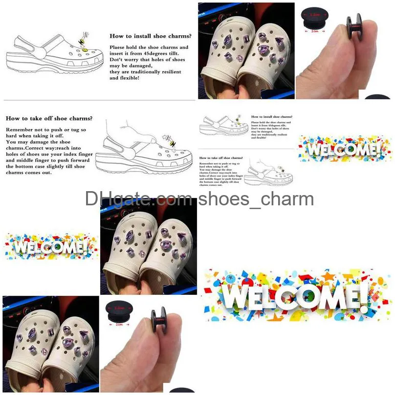 purple diamond charms diy cute kids shoe buckle slipper accessories xmas party fit croc decoration gifts wristbands toy