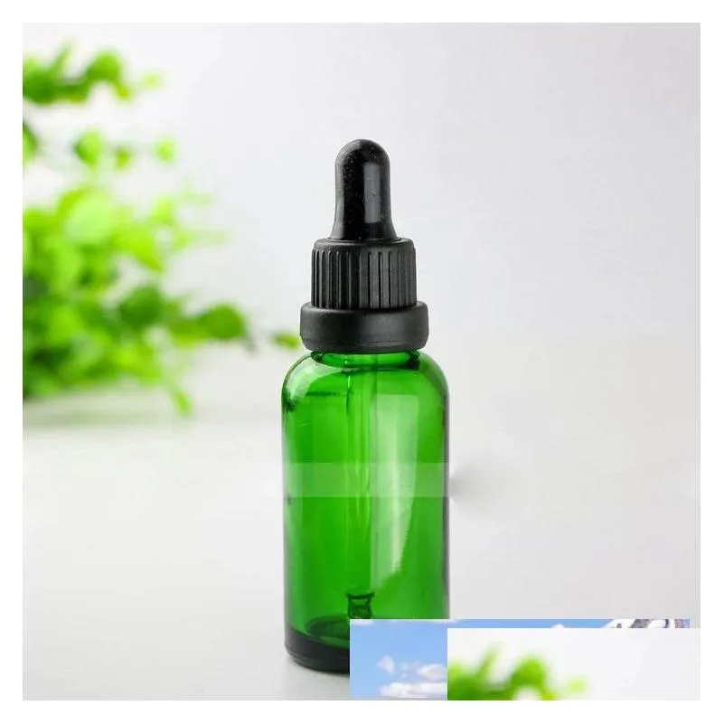  440pcs 30ml green glass dropper bottle 30 ml green glass bottle with black silver gold caps 1oz glass cosmetic