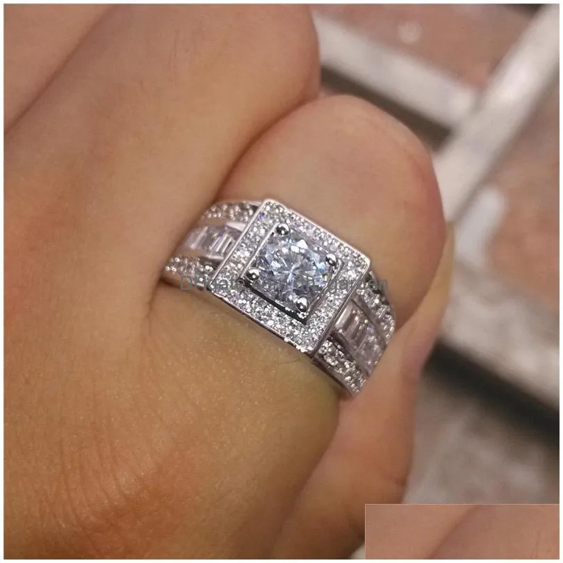 mens wedding rings fashion silver gemstone engagement ring for women simulated diamond ring jewelry