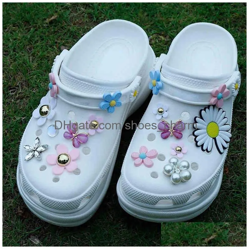 style chrysanthemum croc charms butterfly shoe decorations