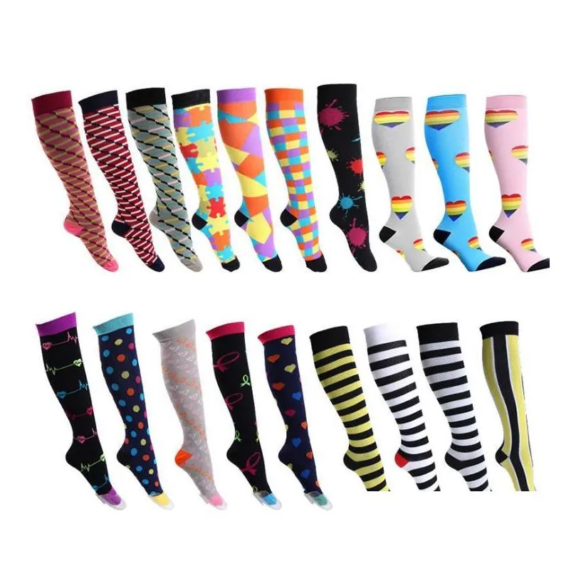 men women cotton compression socks best for medical running athletic circulation recovery travel stockings knee socks stretchy colorful m