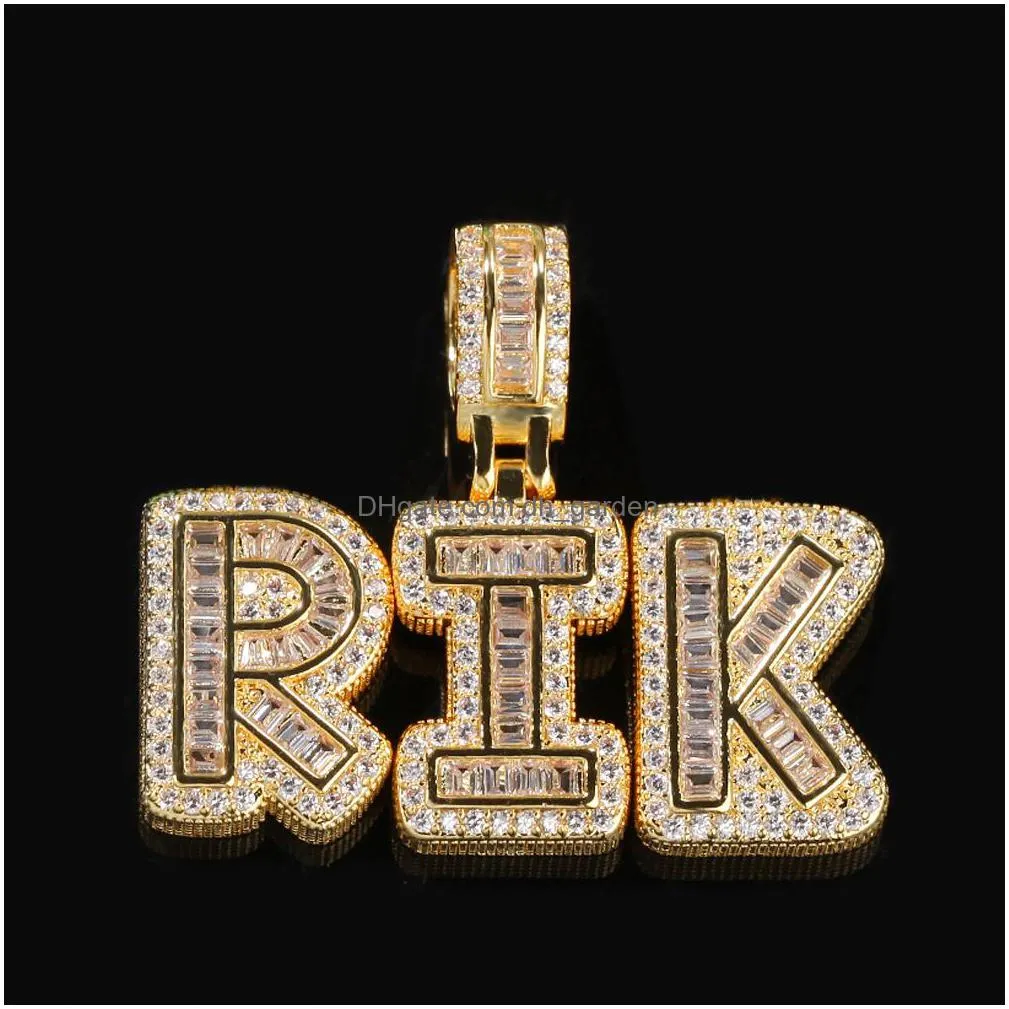 az custom name letters necklaces mens fashion hip hop jewelry crystal sugar iced out gold initial letter pendant necklace