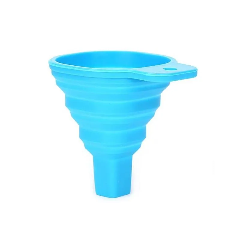 Silicone Foldable Funnel Mini Silicone Collapsible Style Funnel Folding Portable Funnels Be Hung Kitchen Tool LX2355