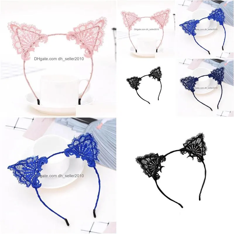 Other Fashion Accessories Lace Headband Cat Ear Girls Head Hoops Elastic Hair Band Wedding Party Pography Style Headwear Women Accesso Dhgl5