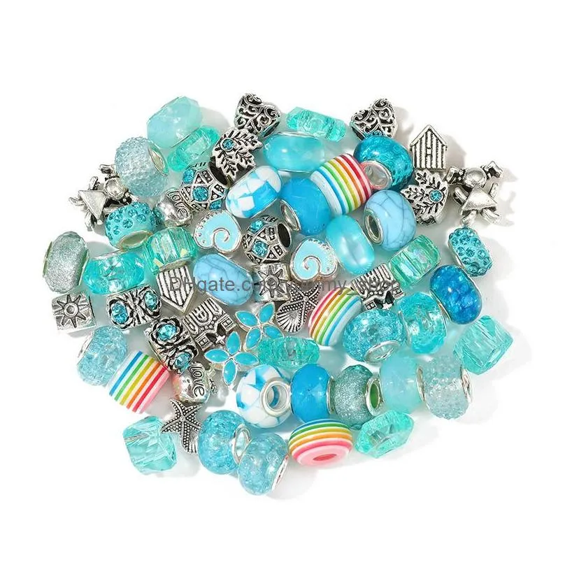 diy loose beads 60pcs set hollow multiple types and styles bracelets charm wholesale