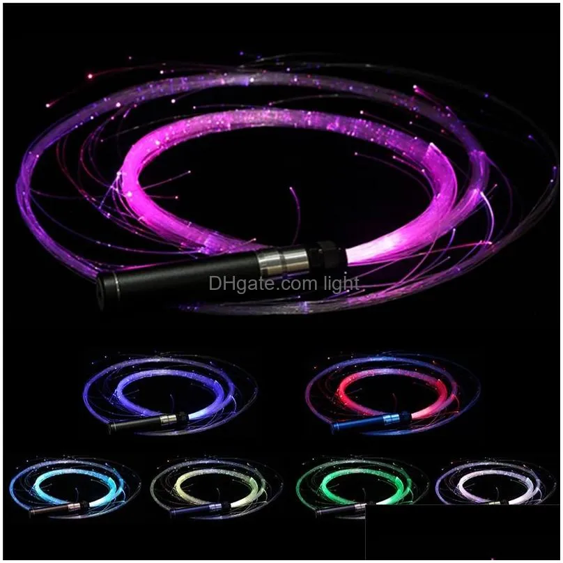 led fiber optic whip stage lighting usb rechargeable optical hand rope pixel light-up whip flow toy dance party lighting show for