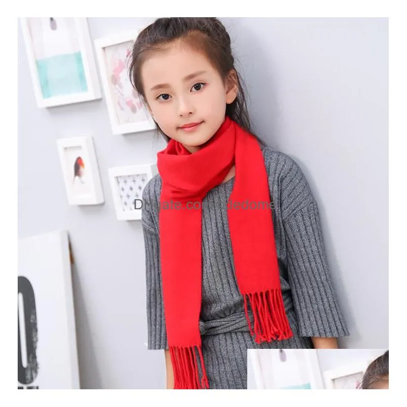 Autumn Winter Children Scarf 10 Colors Warm Tassel Scarves For Boys And Girls Comfortable Cashmere Neckerchief Drop Delivery Dhdqi