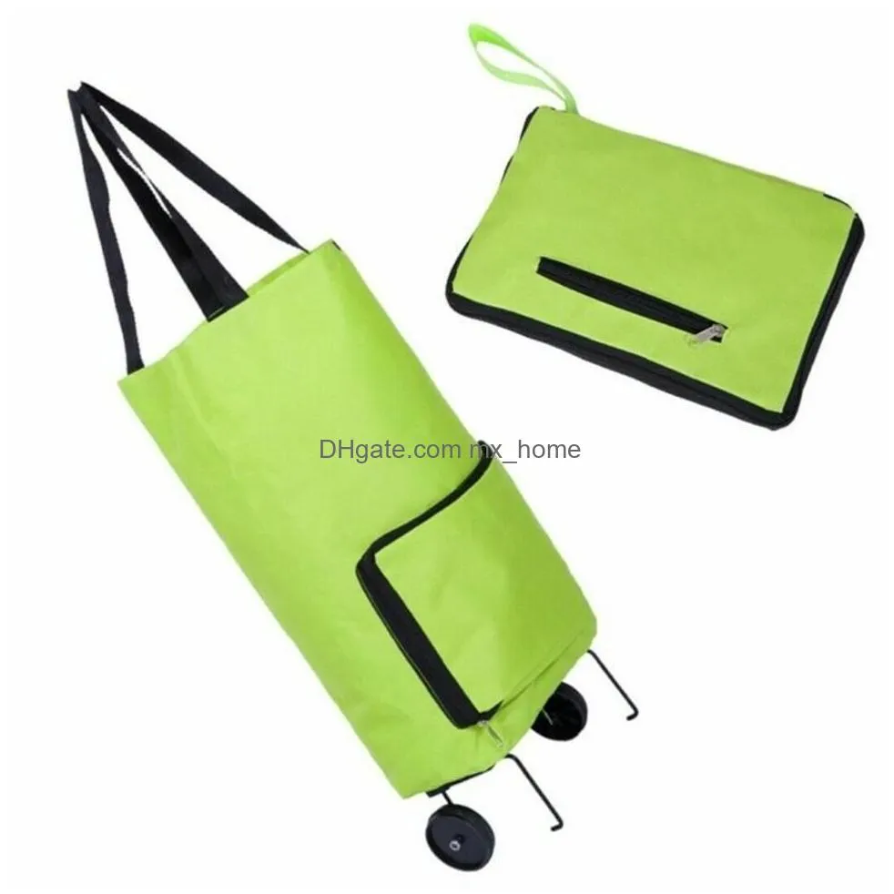 fashion folding home trolley shopping bag reusable shopping cart portable eco-friendly storage totes large foldable handle bags1239y