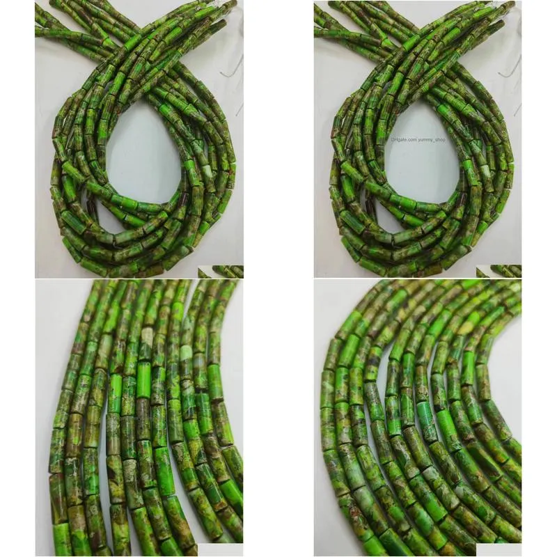4x13mm natural yellow green emperor stone beads cylindrical shape loose gem stone beads for diy bracelet necklace hairpins earrings