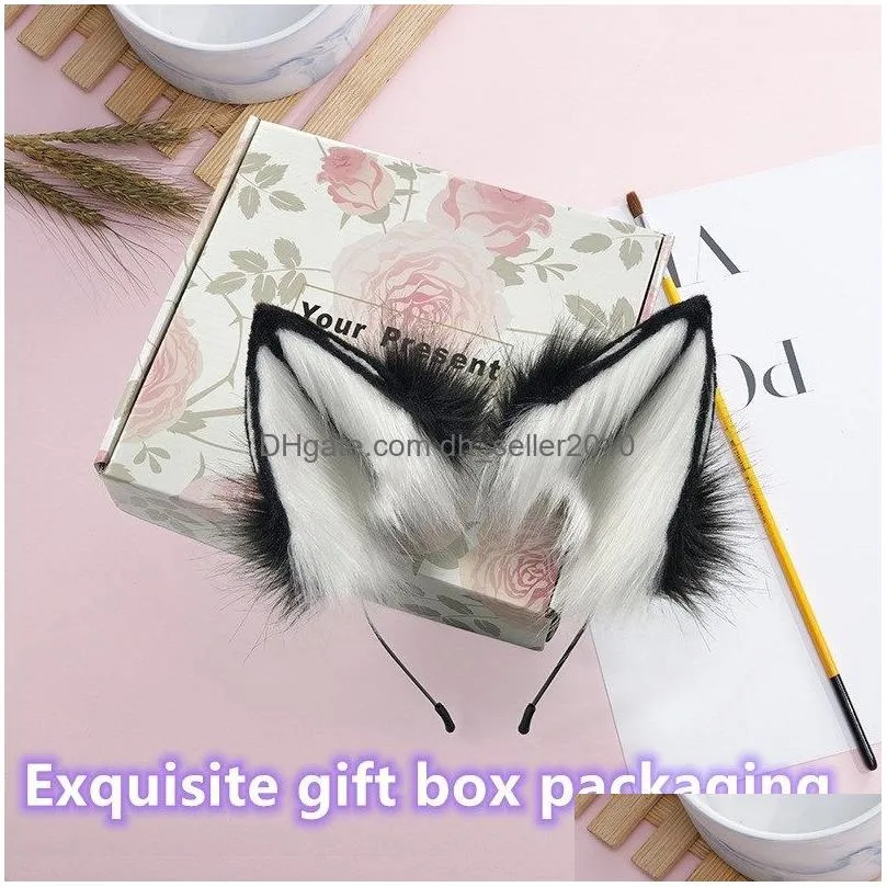 Other Fashion Accessories Lolita Hand Made Lol Golden Red Fox Ear Woes And Cats Hair Hoop Headwear Tail For Girl Women High Quality Ha Dhv82