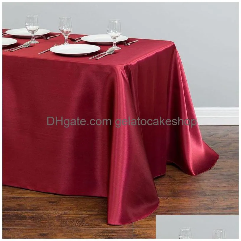 1pcs solid color satin table cloth cloth cover overlay for birthday wedding banquet restaurant festival party supply 220513