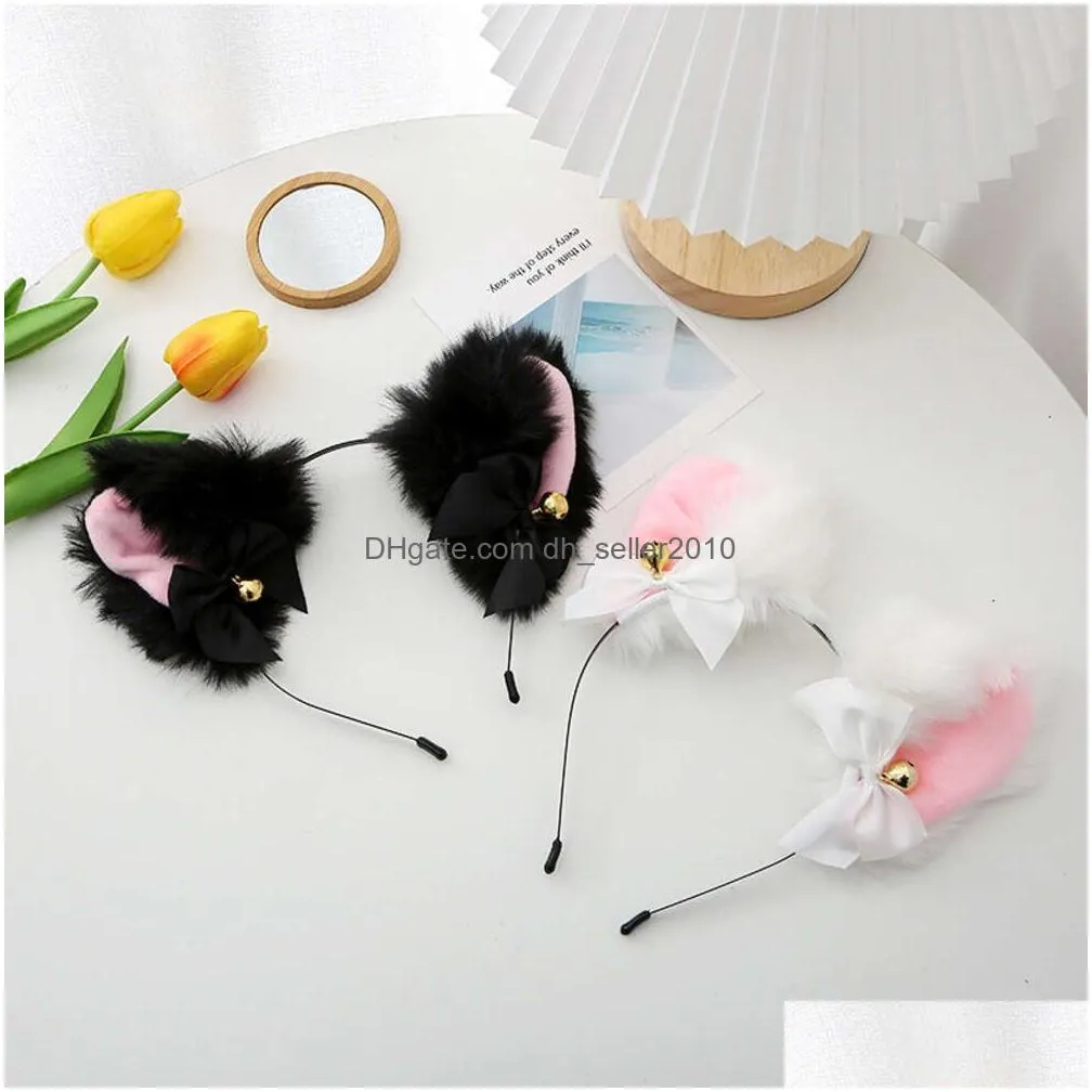 Other Fashion Accessories Beautif Masquerade Halloween Cat Ears Headwear Cosplay Ear Party Costume Bell Headband Hair Accessoriescospl Dhgqh