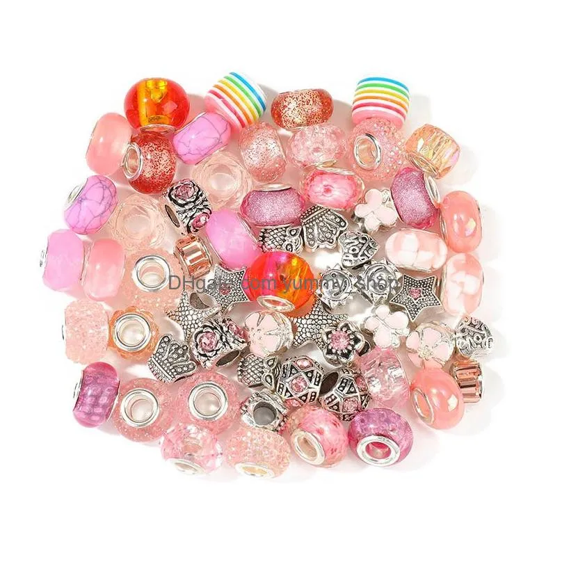 diy loose beads 60pcs set hollow multiple types and styles bracelets charm wholesale