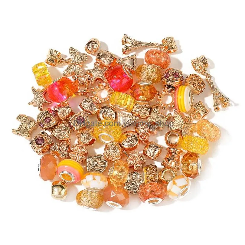 diy loose beads 60pcs set hollow multiple types and styles bracelets charm wholesale