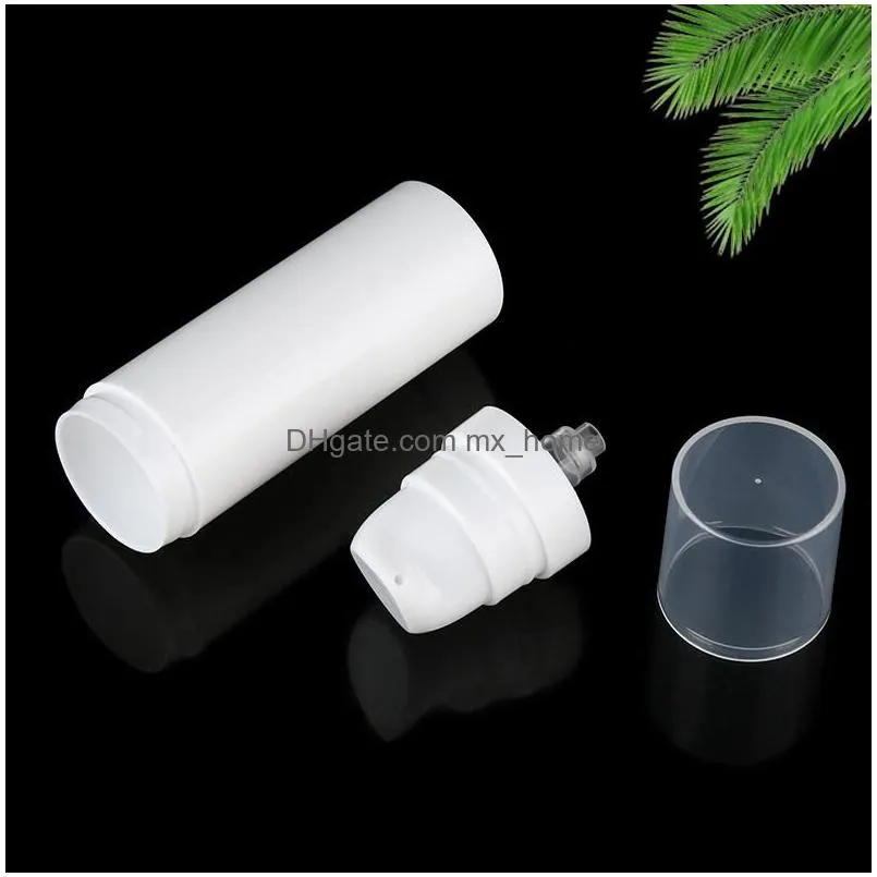 wholesale 10ml 15ml white airless bottle lotion pump mini sample and test bottles vacuum container cosmetic packaging