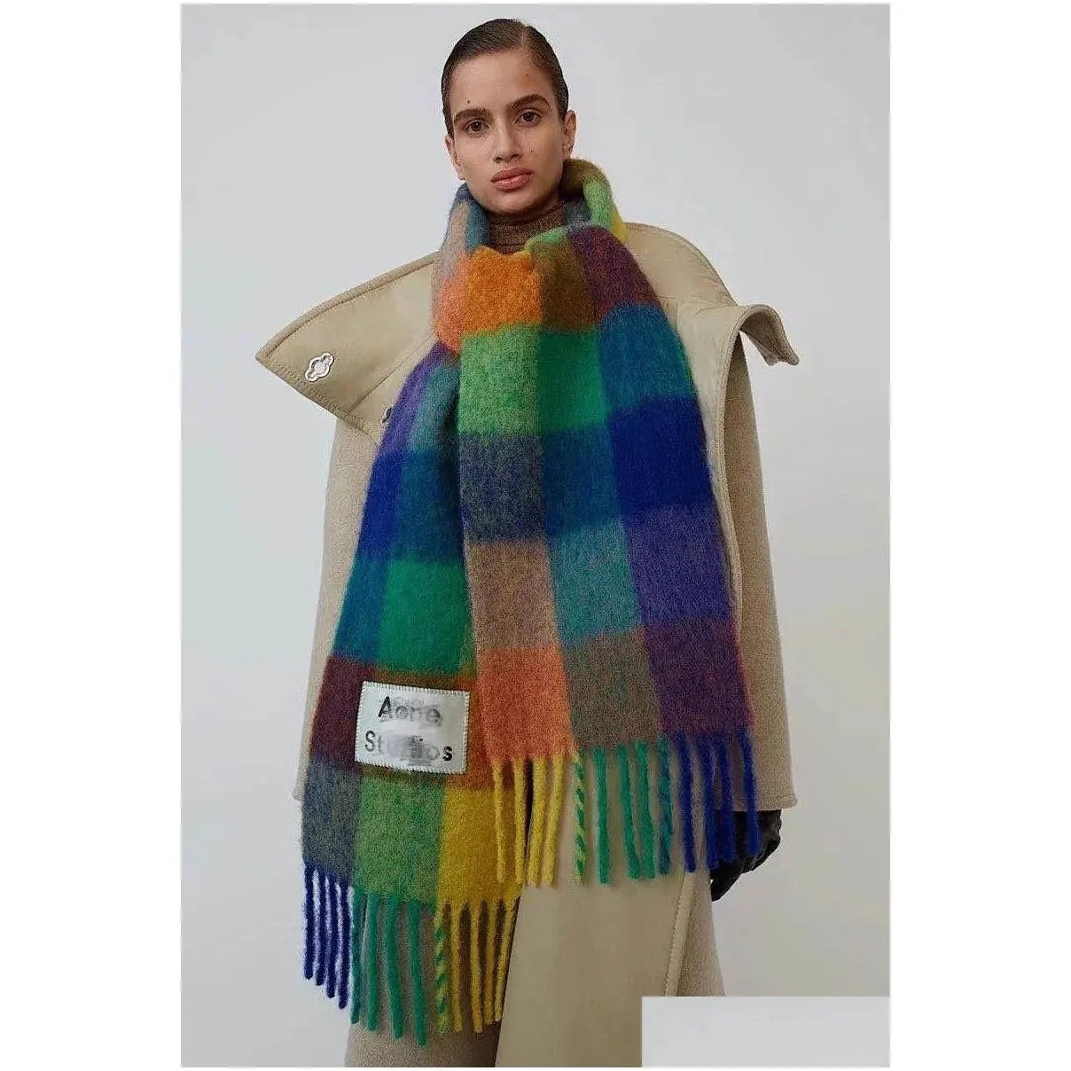 Scarves Women Scarf Brand Cashmere Winter Designer Blanket Type Color Chequered Tassel Imitated Drop Delivery Fashion Accessories Ha Dh6Uv