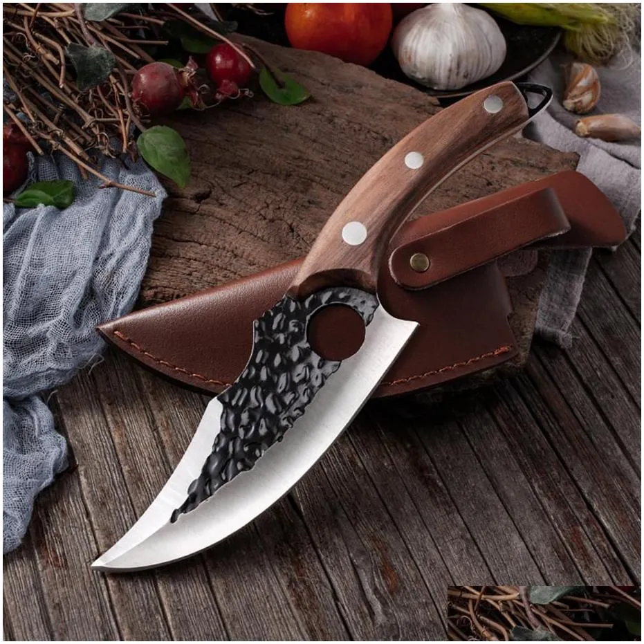 6 meat cleaver butcher knife stainless steel hand forged boning knife chopping slicing kitchen knives cookware camping kinv313e