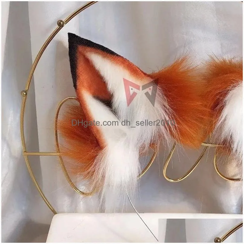 Other Fashion Accessories Lolita Hand Made Lol Golden Red Fox Ear Woes And Cats Hair Hoop Headwear Tail For Girl Women High Quality Ha Dhv82