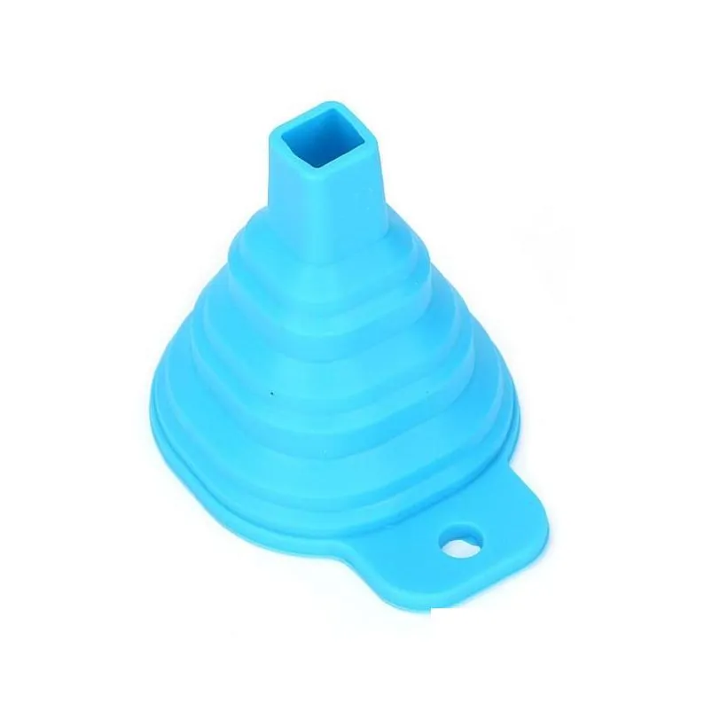 Silicone Foldable Funnel Mini Silicone Collapsible Style Funnel Folding Portable Funnels Be Hung Kitchen Tool LX2355