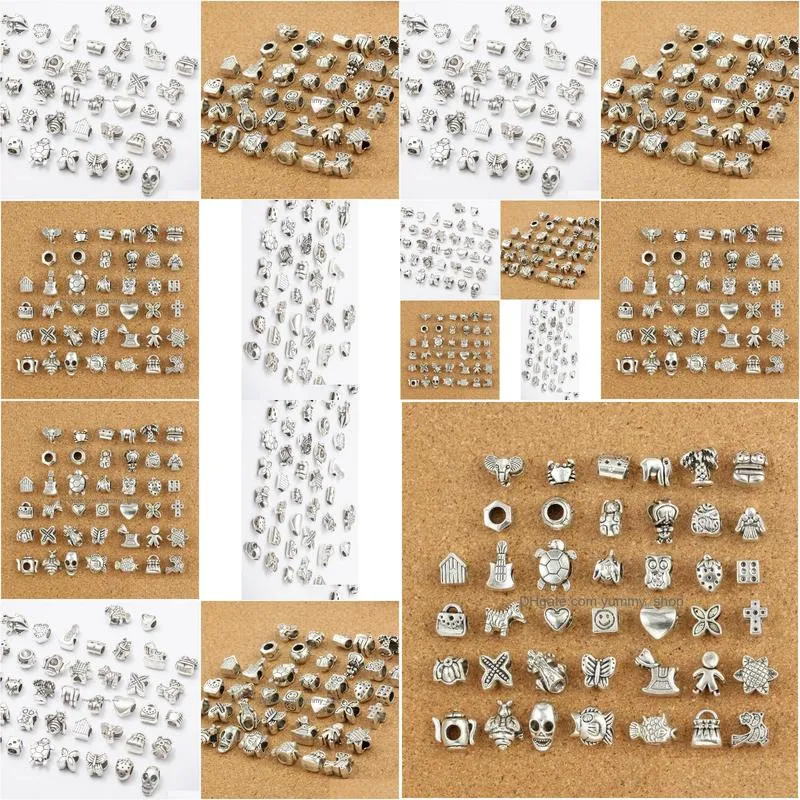 200pcs/lot 40 style big hole loose beads charm for diy jewelry bracelet for european bracelet necklace9527280