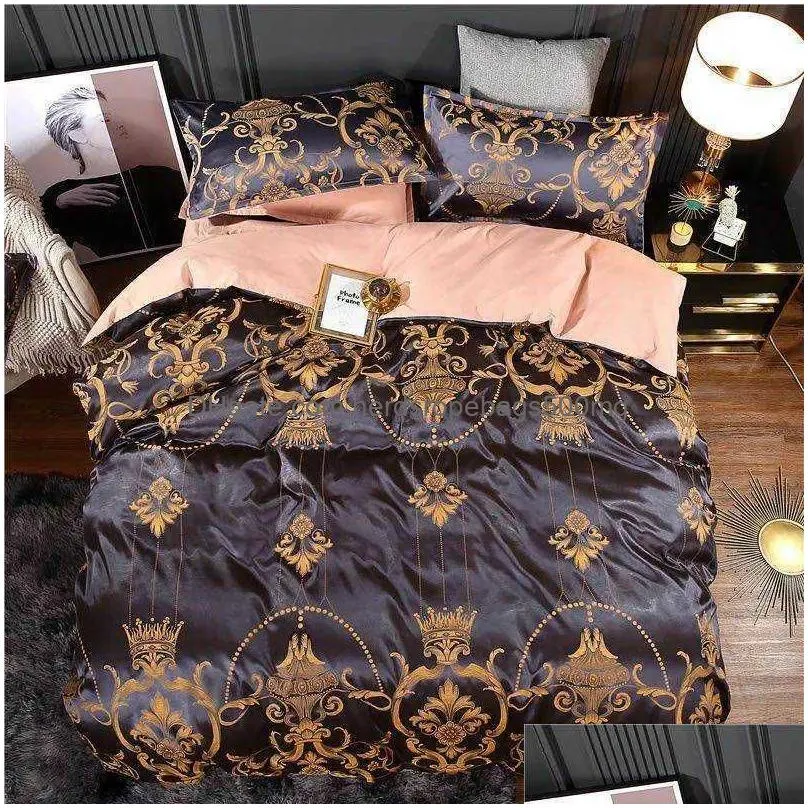 Bedding Sets Summer Bedding 4Pcs Room Queen Er Set Polyester Printed Quilt Comfortable Size Pillowcase 210615 Drop Delivery Home Garde Dh2Xb