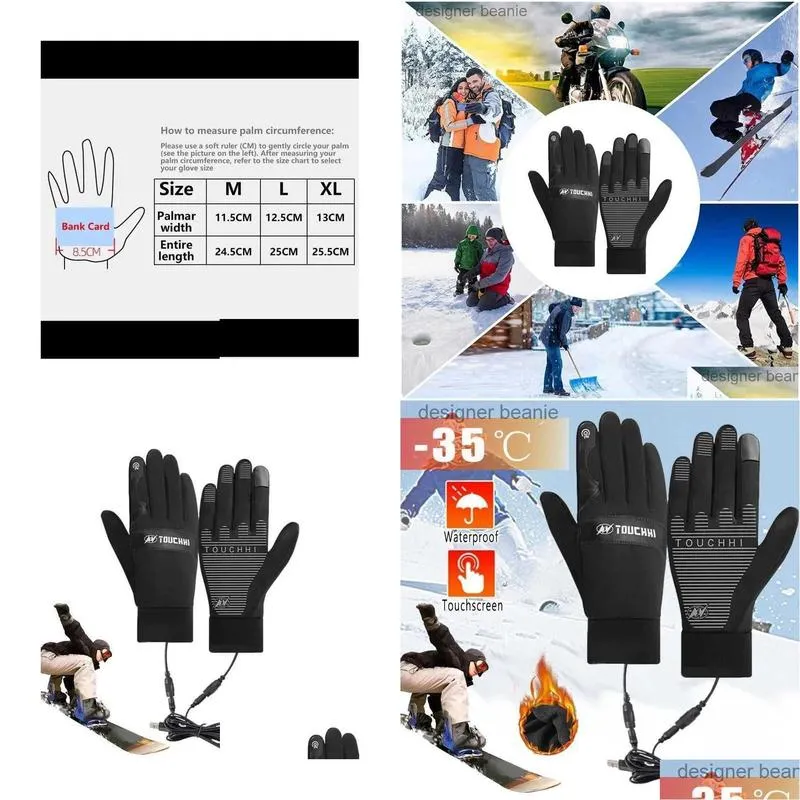 Five Fingers Gloves Five Fingers Gloves Usb Heated Gs Waterproof Touchsn Winter Snowboard Water-Resistant Outdoor Cam Skiing Motorcycl Otmx5