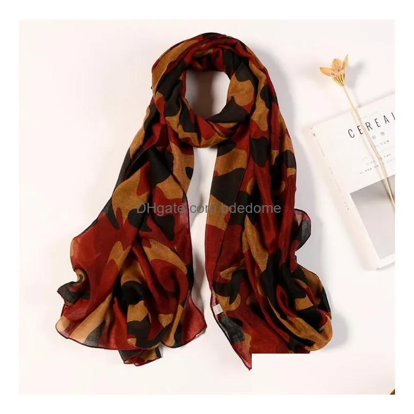 Beautif Design Women Shawl Girl Cotton And Linen Wraps Camouflage Pattern Scarf Mticolor Spring Autumn Drop Delivery Dhyta