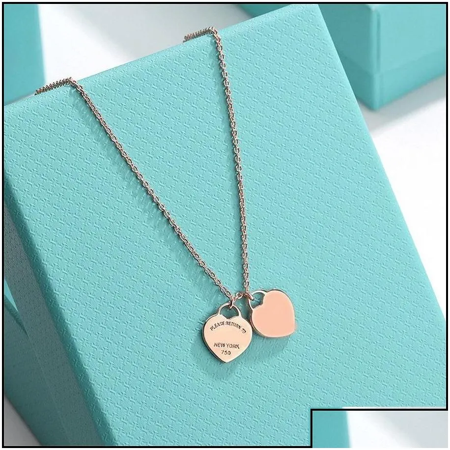 pendant necklaces pendant necklaces design brand classic double heart love necklace clavicle cupronickel gold sier for women jewelry