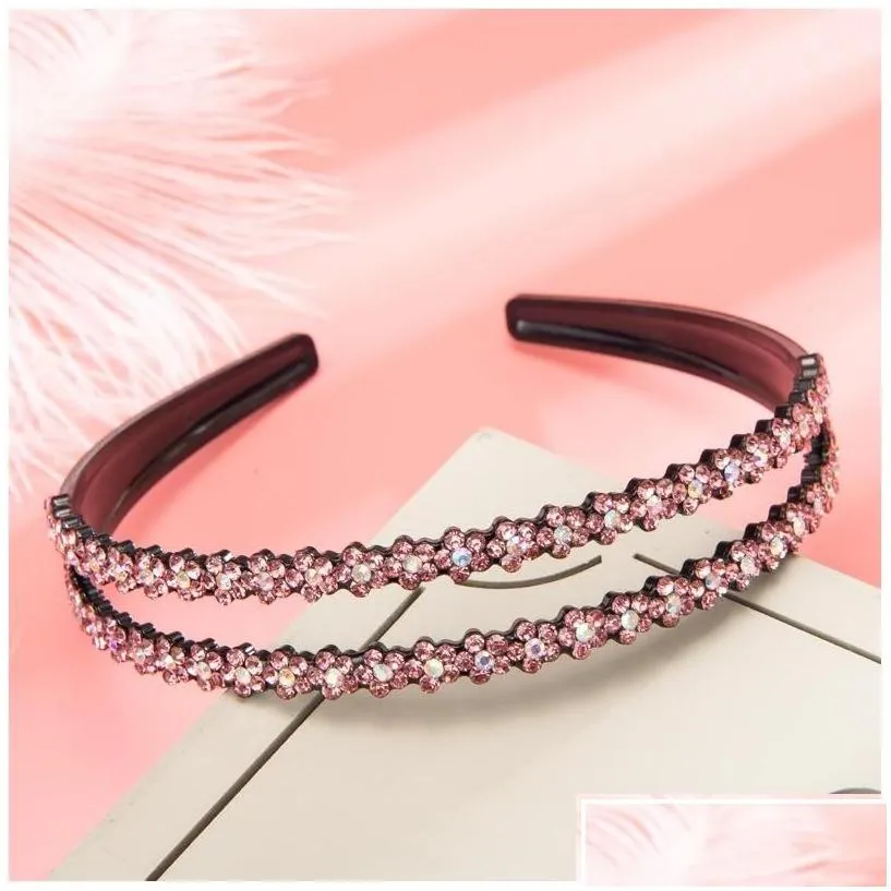 headbands rhinestone crystal hoop double row belt teeth non slip hairpin women resin headwear hair accessories gifts beauty 4 3yy m2