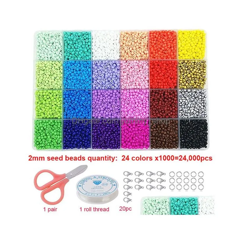 other 7500pcs 2mm glass seed beads kits loose beads set for handmade necklace bracelet accessories diy jewelry making kits findings