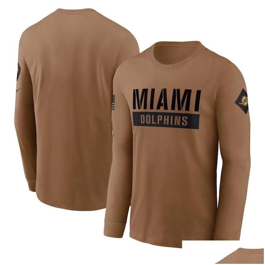 hoodie miamidolphinsmen women 2023 salute to service long sleeve t-shirt - brown