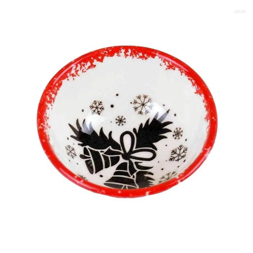 Bowls Mini 3 Pieces Christmas Themed Turkish Ceramic Bowl Set Deer Red Snow Use For Nuts Breakfast Ice Cream Gift Year Size 8 Cm