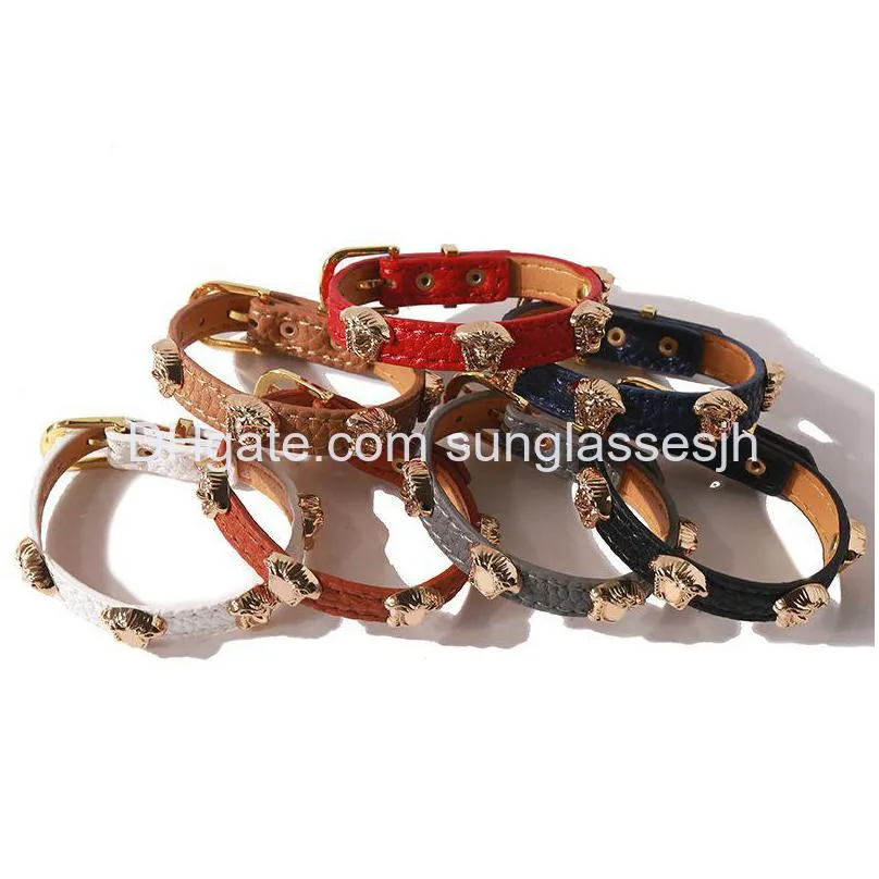 fashion brand jewerlry face leather bracelet for women wide multicolor bangle