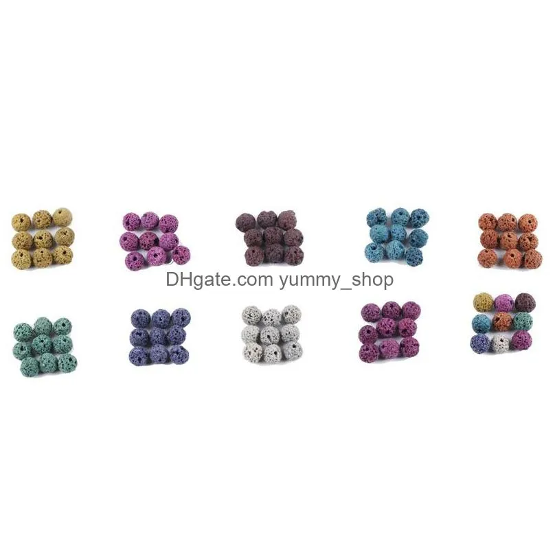 180pcs 8mm colored lava stone beads round rock beads loose beads volcanic gemstone for bracelet necklace jewelry making