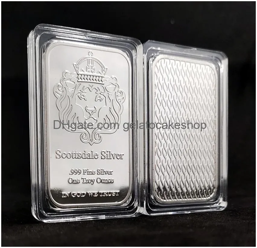 lingot 1 onces argent pur 999 scottsdale 1 oz fine silver 999 chunk bar