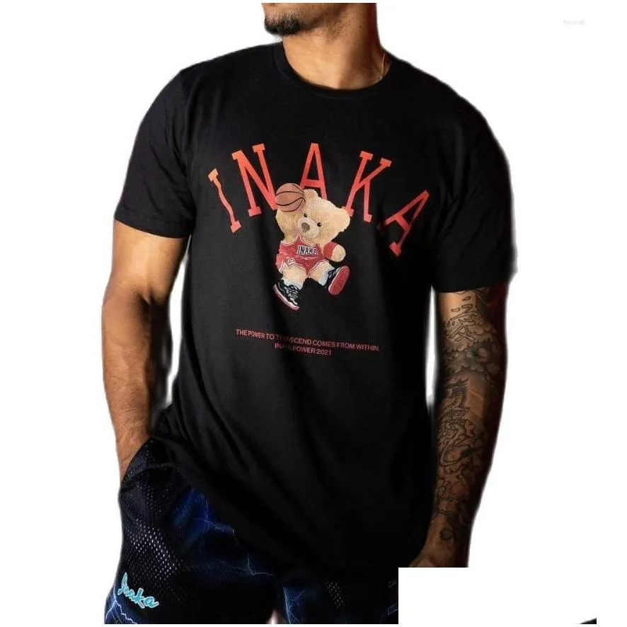 mens hoodies inaka power t shirt violent bear print t-shirt 2022 men women daily premium tshirt fashion design summer explosion