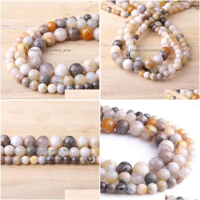 beads natural bamboo leaf agates stone loose round ball for diy necklace bracelet jewelry making findings bead