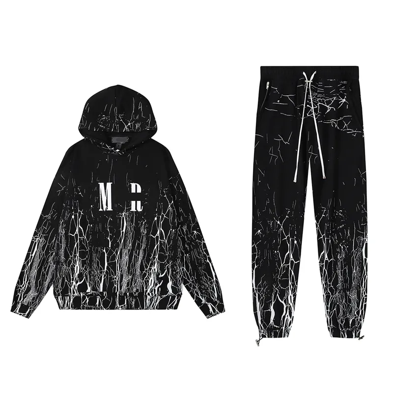 American fashion brand new leisure suit Am color contrast line printing high quality wool hoodie hoodie men and women S-XL